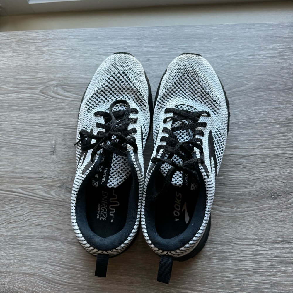 Black and white mens Brooks running shoes